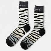 Chaussette Zebra Stripes Wild Poster de animal Nom personnali (Gauche)