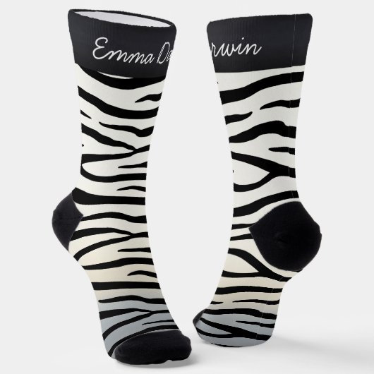 Chaussette Zebra Stripes Wild Poster de animal Nom personnali (Angulaire)