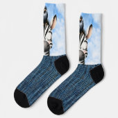 Chaussette Zèbre et oiseau souriants (Gauche)