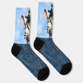 Chaussette Zèbre et oiseau souriants (Droite)