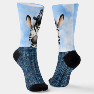 Chaussette Zèbre et oiseau souriants