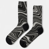 Chaussette Zèbre noir et blanc Wavy Abstraction (Gauche)