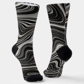 Chaussette Zèbre noir et blanc Wavy Abstraction (Angulaire)
