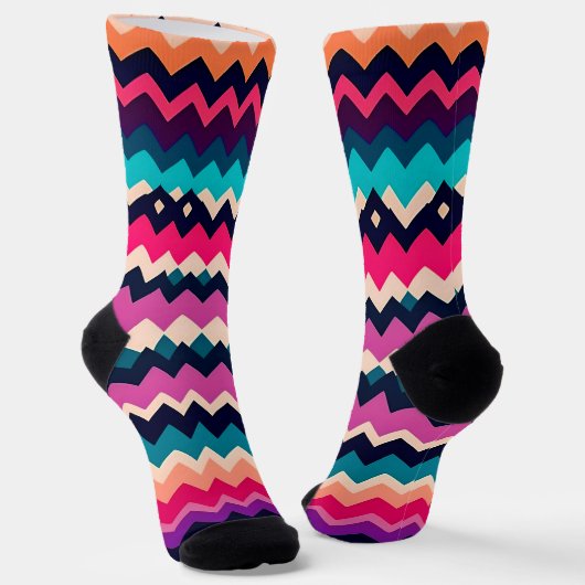 Chaussette Zigzag Chevron Design Motif coloré (Angulaire)