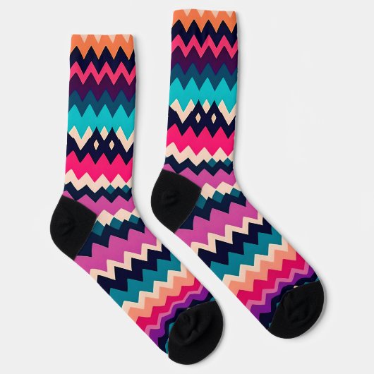 Chaussette Zigzag Chevron Design Motif coloré (Droite)