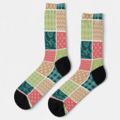 Chaussette Zigzag, Chevron, En vichy, Pois, Patchwork (Gauche)