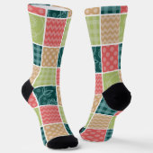 Chaussette Zigzag, Chevron, En vichy, Pois, Patchwork (Angulaire)