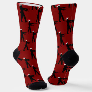 Chaussette Zombie Père Noël Funny Noël Horreur rouge