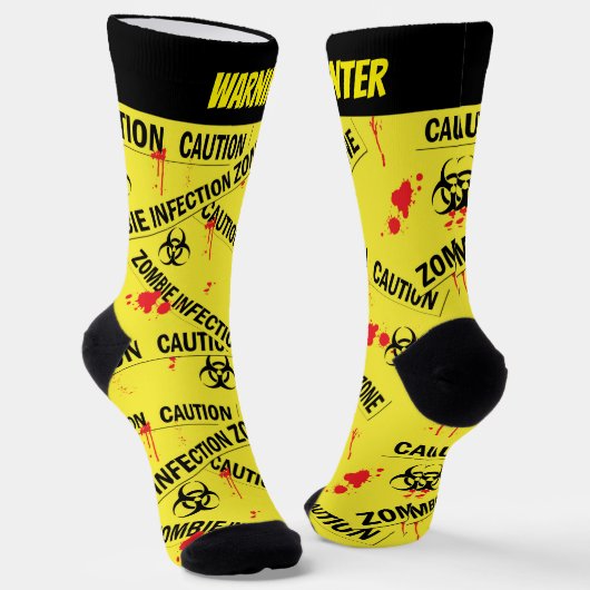 Chaussette Zombie zone d'infection Garder dehors Jaune (Angulaire)