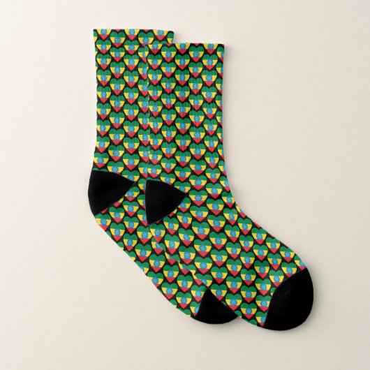 Chaussettes à coeurs du drapeau éthiopien (Paire)