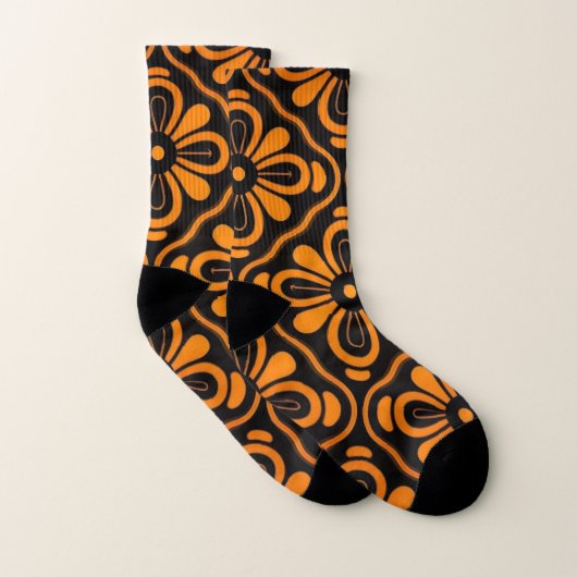 Chaussettes à fleurs orange (Paire)