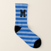 Chaussettes à motif rayure bleue gras monogramme p (Droite extérieur)