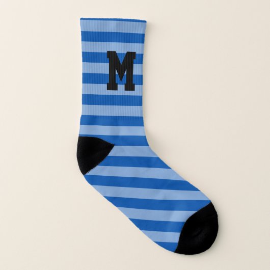 Chaussettes à motif rayure bleue gras monogramme p (Gauche intérieur)