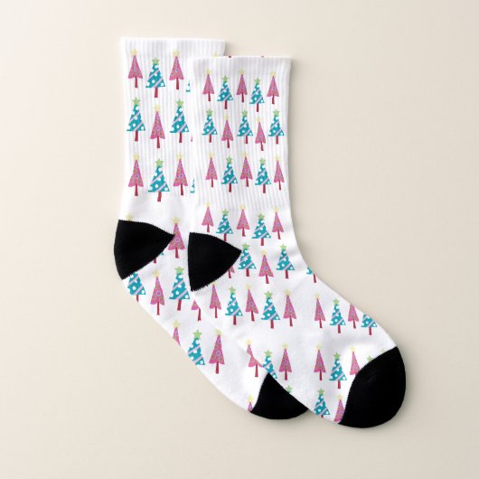 Chaussettes Arbre de Noël, Chaussettes Bleues Rose (Paire)