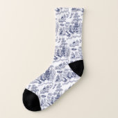 Chaussettes bleues bleues et blanches de saule de (Gauche - extérieur)