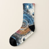 Chaussettes d'art spatial mandala cosmique (Gauche - extérieur)