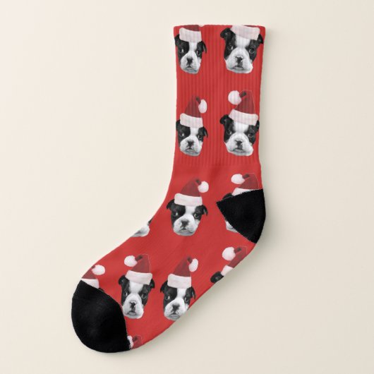 Chaussettes de chien de Boston Terrier de Noël (Gauche - extérieur)