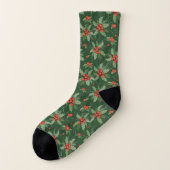 Chaussettes de design de Noël Holly Berries (Gauche - extérieur)