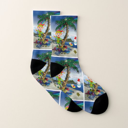 Chaussettes de Noël, Beach Bum Père Noël (Paire)