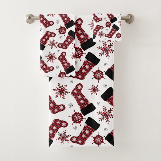 Chaussettes de Noël flocons de neige plaid rustiqu (En situation)