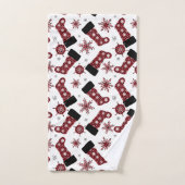 Chaussettes de Noël flocons de neige plaid rustiqu (Serviette à main)