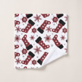 Chaussettes de Noël flocons de neige plaid rustiqu (Gant de toilette)
