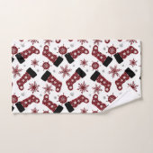 Chaussettes de Noël flocons de neige plaid rustiqu (Serviette à main)