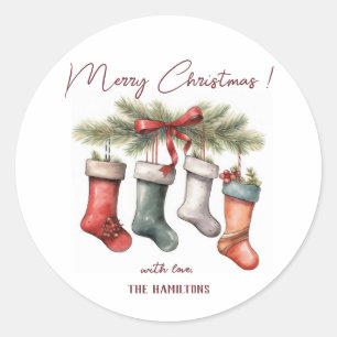 Chaussettes de Noël Mignonnes Autocollant Rond Cla