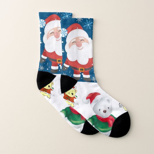Chaussettes de Noël, ours en peluche de Père Noël (Paire)
