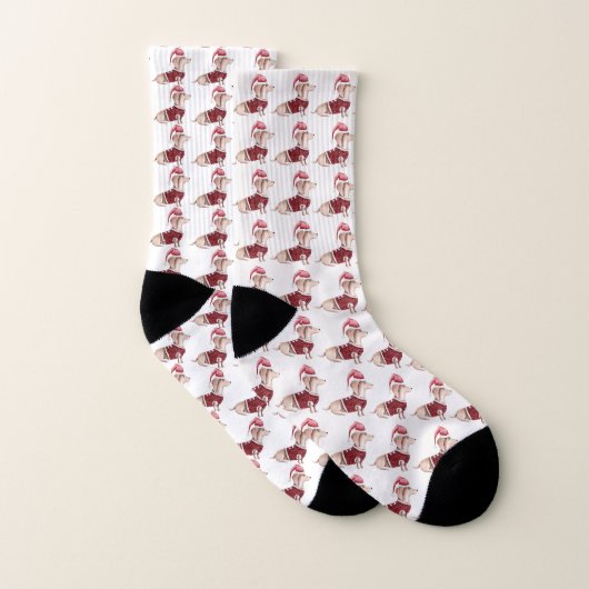 Chaussettes de Noël unisex pour Dachshund rouge et (Paire)