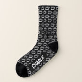 Chaussettes drôles noires et blanches pour hommes (Gauche - extérieur)