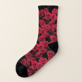 Chaussettes florales de roses rouges (Gauche - extérieur)