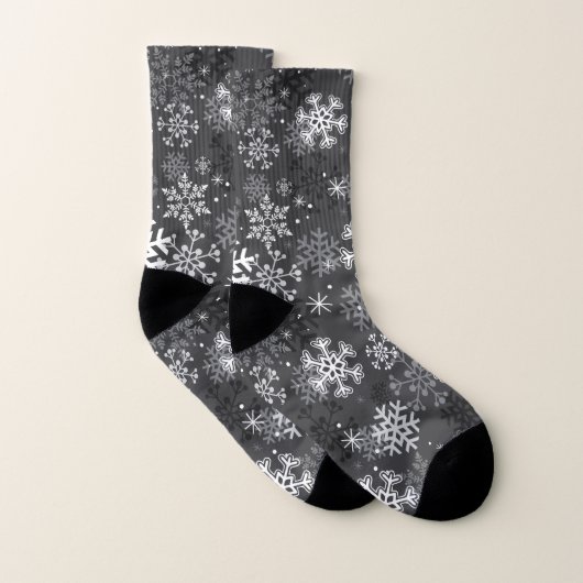 Chaussettes grises d'impression de flocon de neige (Paire)