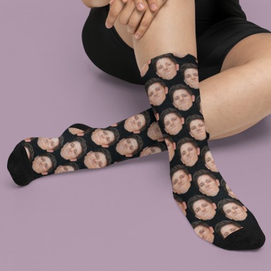 Chaussettes photo personnalisées en noir Jet
