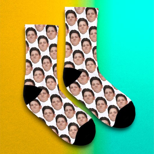 Chaussettes photo personnalisées Funny Face - Blan