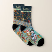 Chaussettes tout-dessus bleu magique de Noël (Paire)
