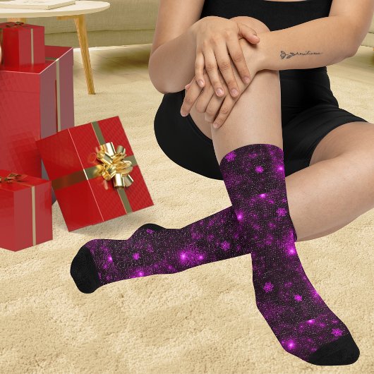 Chaussettes Tout-Sur-Imprimé Violet Profond