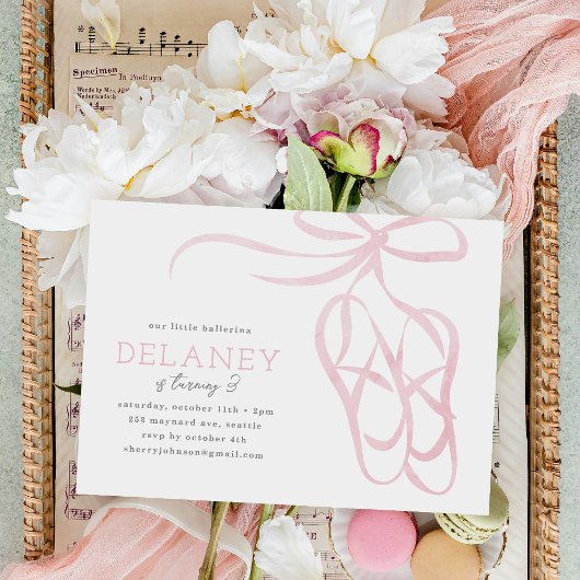 Chaussons de Ballet Rose Invitation de fête d'anni