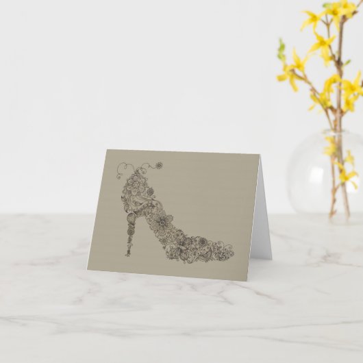 Chaussure chic - carte de salutation/note (Fleur jaune)