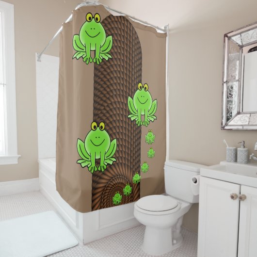 Chaussure de rideau de douche Grenouilles vertes (En situation)