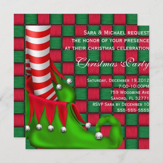 Chaussure Elf Moderne Noël Invitation (Devant / Derrière)