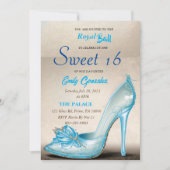Chaussure en verre Cendrillon Sweet 16 Invitations (Devant)