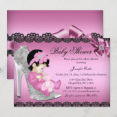 Chaussure et dentelle Baby shower Invitation (Devant / Derrière)