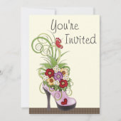 Chaussure haute talon et fleurs Invitation d'anniv (Devant)