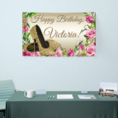 Chaussure haute talon rose Bannière de fête d'anni (Salon professionnel)