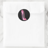 Chaussure Stiletto Rose sur Autocollant Noir (Sac)