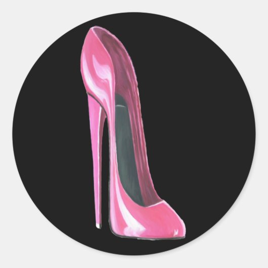 Chaussure Stiletto Rose sur Autocollant Noir (Devant)