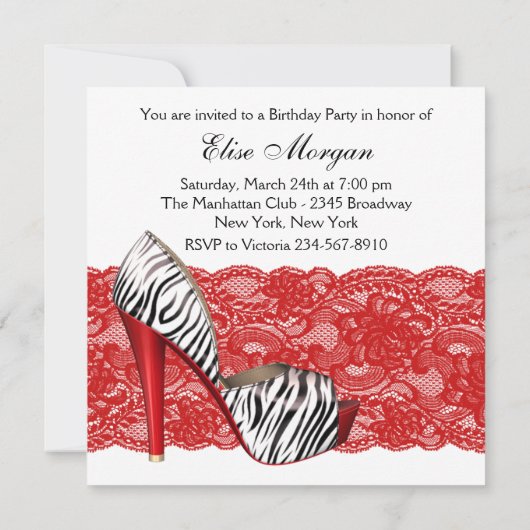 Chaussures à talon élevé invitations Red Zebra Par (Dos)
