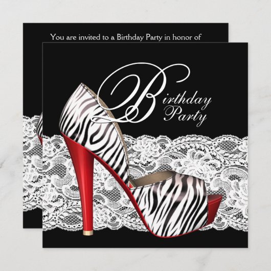 Chaussures à talon élevé invitations Red Zebra Par (Devant / Derrière)