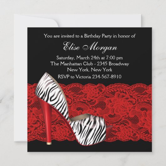 Chaussures à talon élevé invitations Red Zebra Par (Dos)